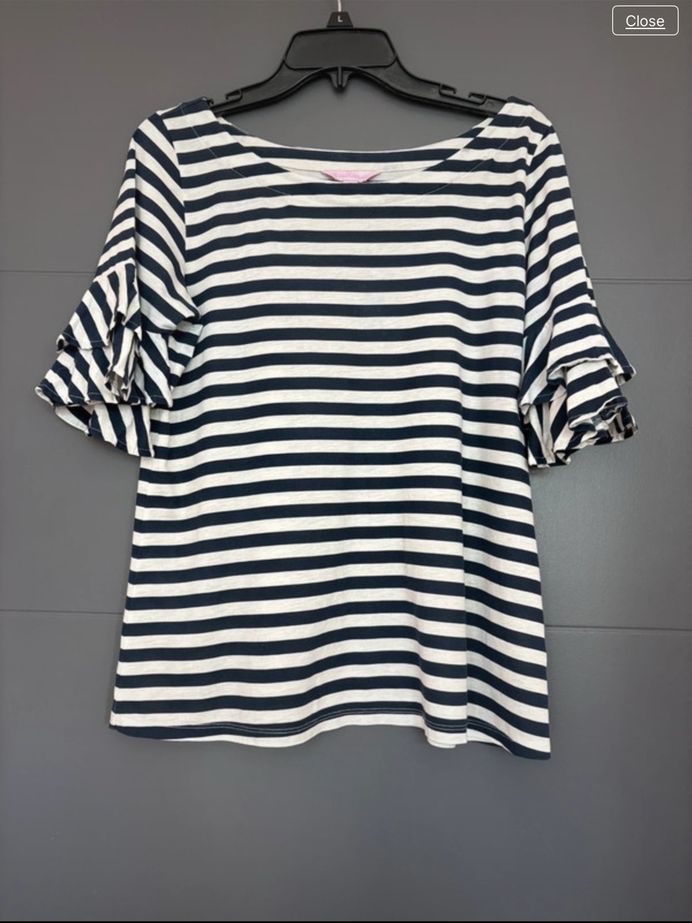 Lily Pulitzer Striped Ruffle Sleeve Women's Top - Navy and White M